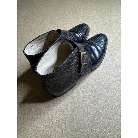 Bally Allison Black Leather Croc Embossed Monk Strap Ankle Boots Mad in Italy 8N main image 5